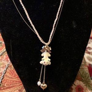 Betsey Johnson white cat charm necklace